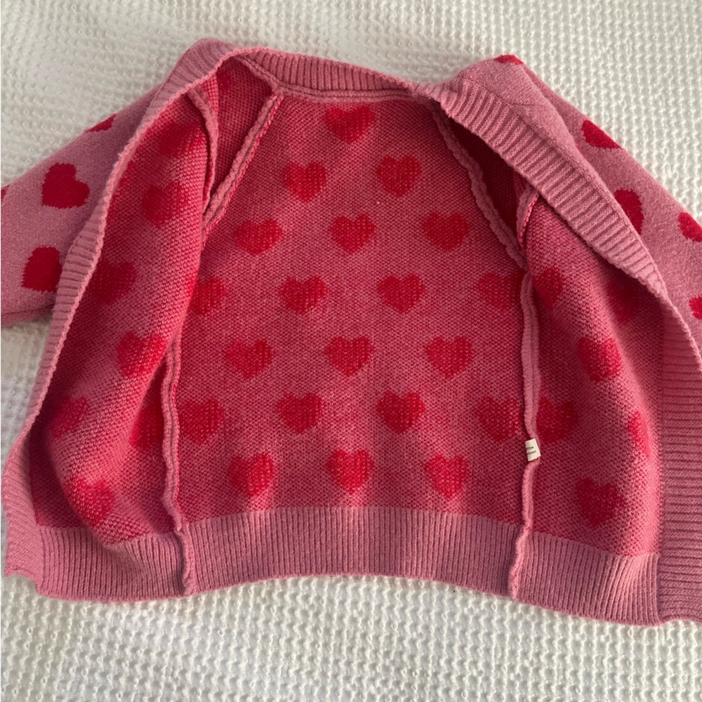 Pink Heart Knit Cardigan with Red Hearts - Picture 3 of 5
